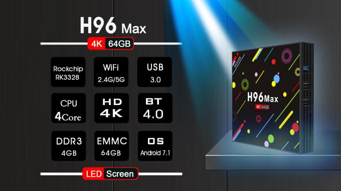 H96 maximales 4G 64G RK3328 Android 7,1 KODI17.3 mit wifi 5G und geführtem Schirmfernsehkasten