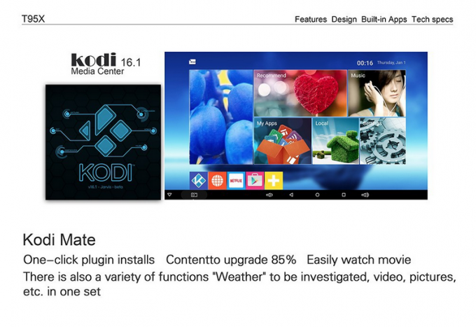 Fernsehkasten völlig geladenes T95x Bluetooth-4,0 Android eine Jahr-Garantie
